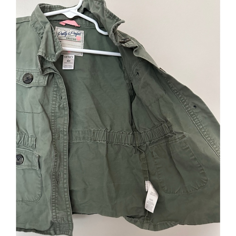 Toddler Girl Olive Green Utility Jacket - Picture 5 of 7